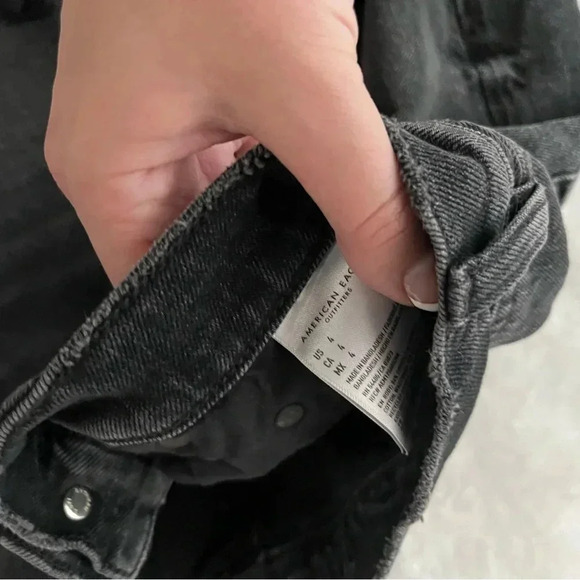 American Eagle Black Denim Ripped Shorts - Picture 3 of 3